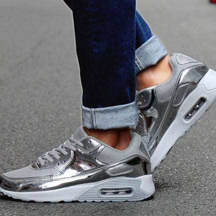 Mesh breathable running shoes, bright lacquer leather, Yuansu running shoes, sneakers