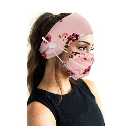 Button headband mask headscarf hair accessory 2-piece set