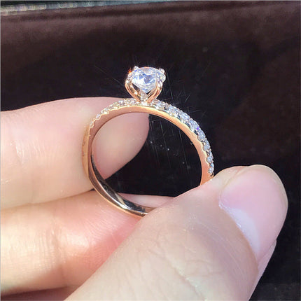 Simple S Silver Plated Simulation Diamond Ring