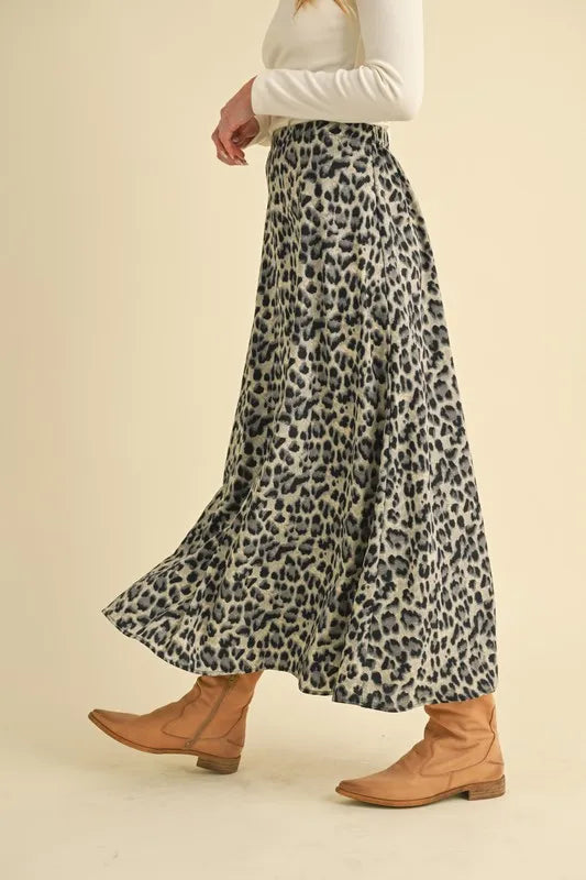 Aemi+Co Leopard Midi Skirt – Chic Animal Print Midi