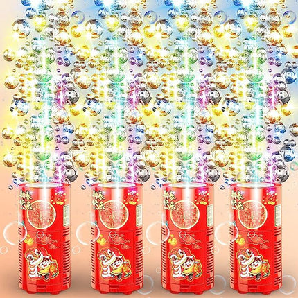 Fireworks Bubble Machine With 80ml Bubble Solution, Portable Automatic Bubble Machine With Lights And Closeable Music, Bubble Maker Toys For Kids Outside Activities Parties Wedding Christmas
