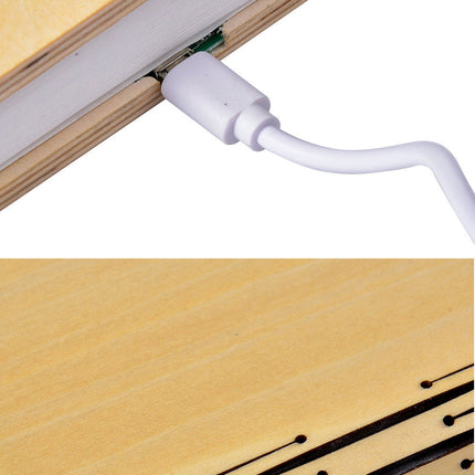 LED Night Light Folding Book Light USB Port Rechargeable Wooden Magnet  Lamp