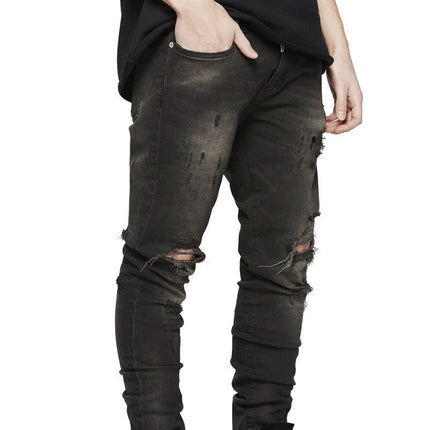 Street men's knee-skinned jeans