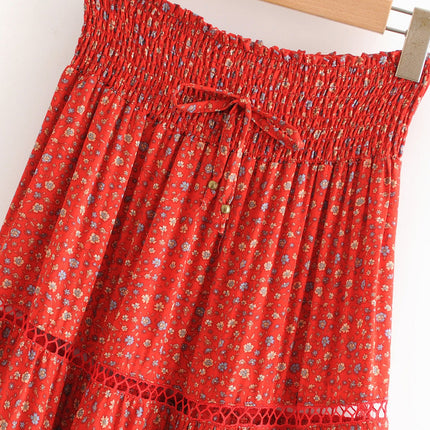 Printed cutout red sunflower skirt
