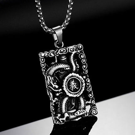 Titanium steel lace relief Guan Gong pendant pendant