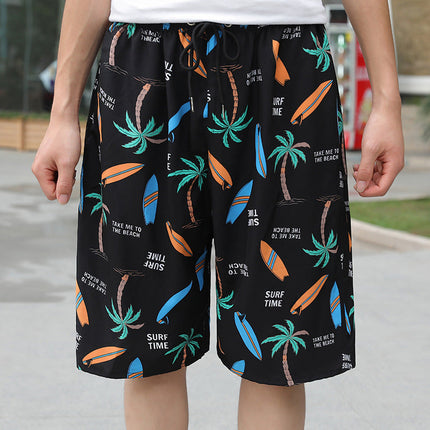 Summer Beach Pants Men's Loose Casual Fifth Pants Ice Silk High Elasticity Quick-drying
