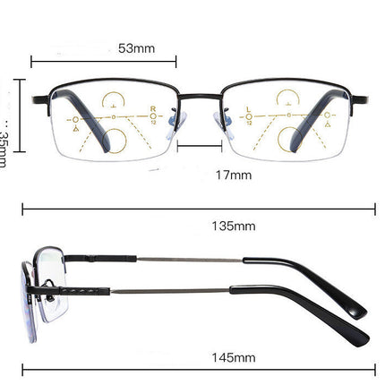 Men's Distance And Near Dual-use Anti-blue Light Memory Frame Reading Glasses