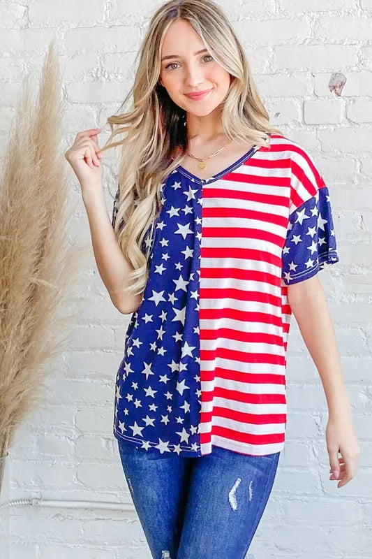 And The Why American Flag Short Sleeve Top