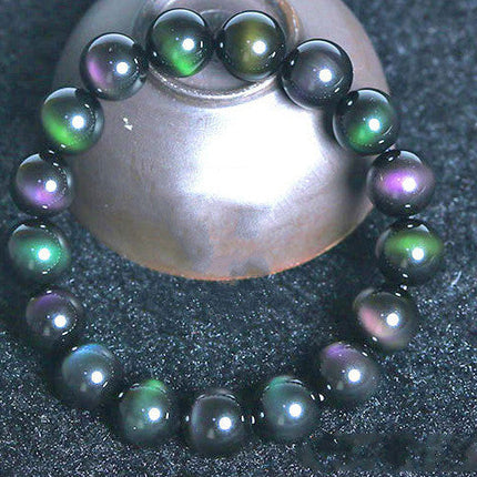 Rainbow Purple Green Eye Obsidian Bracelet