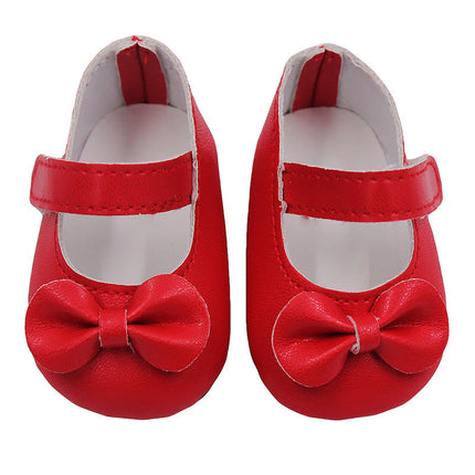 18 Inch American Girl Doll Shoes Solid Color Bow Shoes