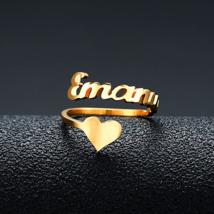 Customized Name Men Women Ring Personalized Love Heart Fashion Stainless Steel Rings Jewelry Valentine's Day Gifts