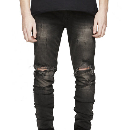 Street men's knee-skinned jeans