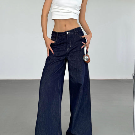 Fashion American Retro Wide Leg Jeans For Women