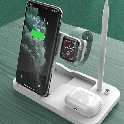Mobile phone holder watch headset wireless charger