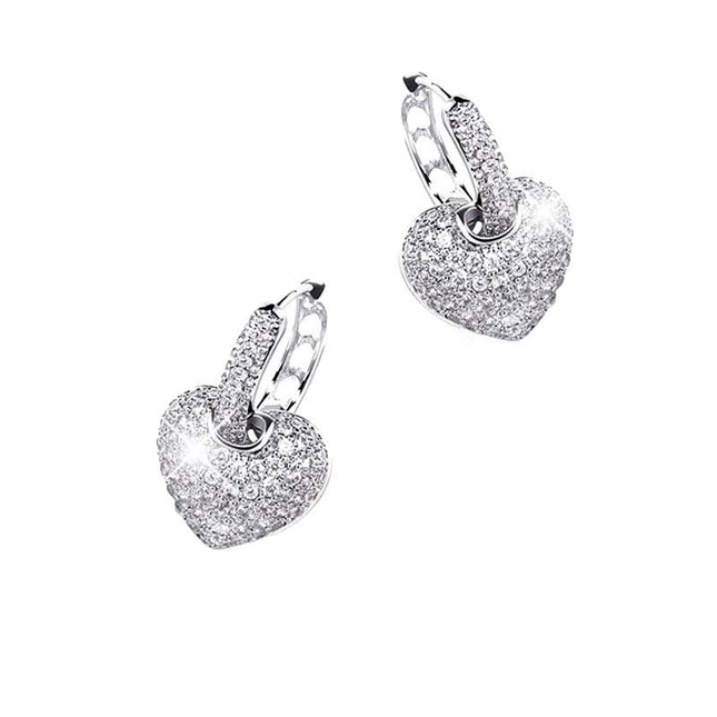 Personalized Micro Inlaid Zircon Peach Earrings And Love Earhook