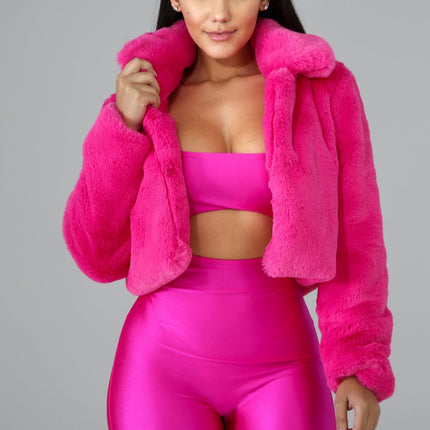 Fur coat with collar in autumn and winter