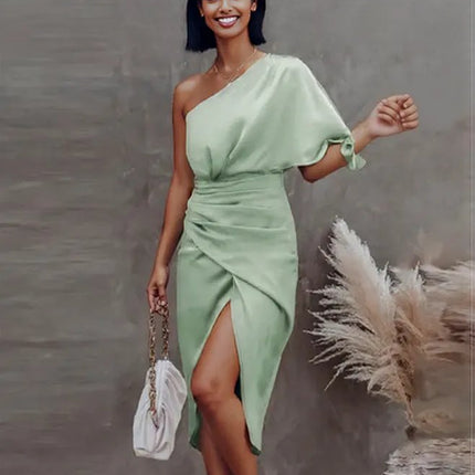 New beautiful golden Summer  off shoulder Floral Print Slit Dress
