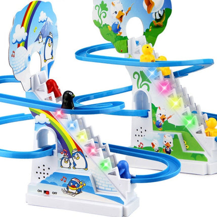 Penguin or Ducks climb stairs track Children's Classic Cartoon electric Music Light Birthday Gift toys for kids