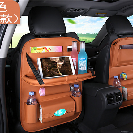 Universal Multifunctional Car Seat Bag with Foldable Table PU Leather Multi-pocket