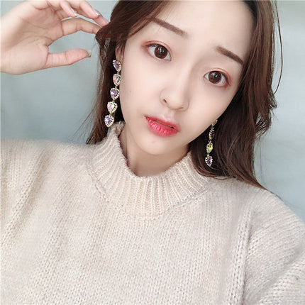 Rhinestone pink purple earrings