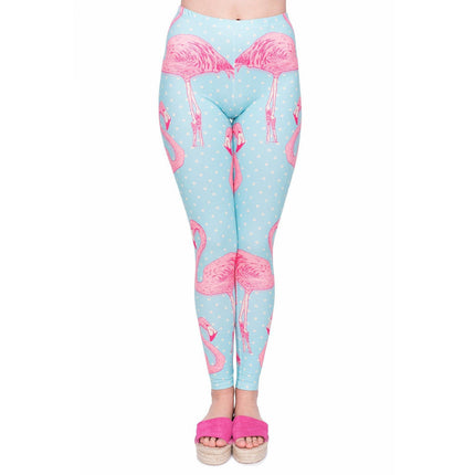 Flamingo blue European and American printed pants