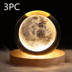 Solid Wood Lamp Holder / Moon 6CM 3PC