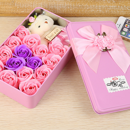 Soap Flower Rose Soap Flower Flower Gift Box Valentine's Day Gift for Girlfriend Extra Large Square