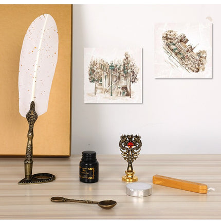 European Retro Creative Feather Dip Pen Gift Box Set