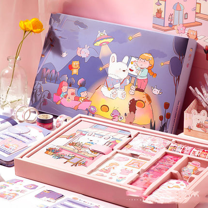Cartoon Girl Cute Hand Account Material Gift Box