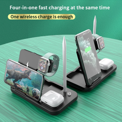 Mobile phone holder watch headset wireless charger