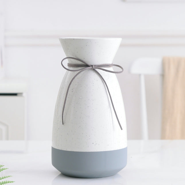 Simple And Modern White And Gray Isolated Color Ceramic Vase Floral Home Decoration