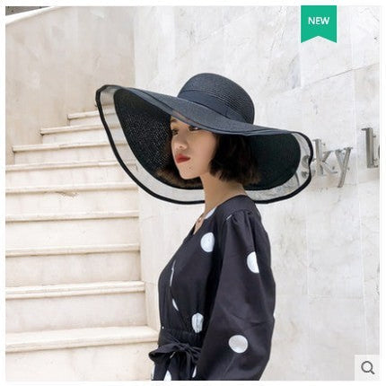 Straw Hat Lady Fashion Woven Organza Sunshade Hat