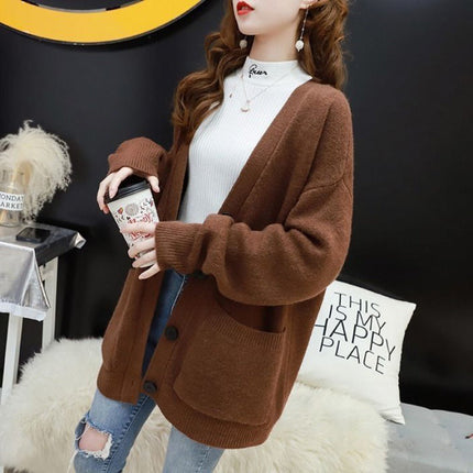 Women's Loose Plus Size Pocket Knitted Sweater Coat