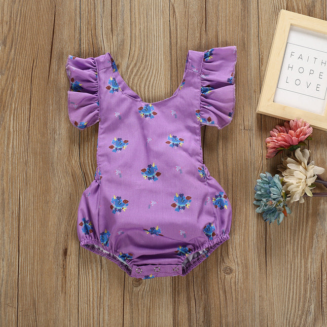 Multicolor Printed Floral One Piece Halter Romper