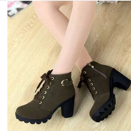 Cross-lace Thick-heel Martin Boots
