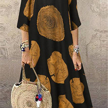 Plus Size Women's Print Long Sleeve Dress