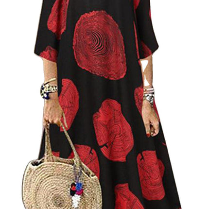 Plus Size Women's Print Long Sleeve Dress