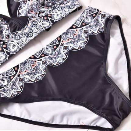 Printed Swimsuit Retro Bikini With Back Straps