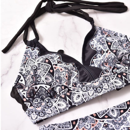 Printed Swimsuit Retro Bikini With Back Straps