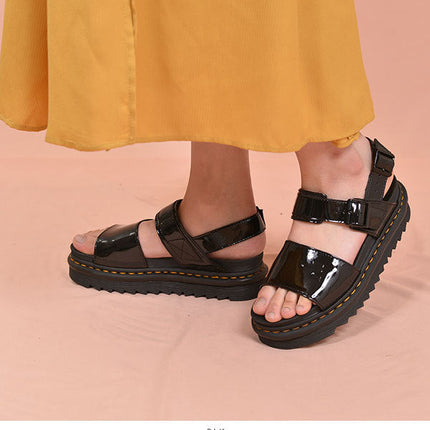 New Product Platform Flat Bottom 40-43 Buckle Color Matching Open Toe Sandals Women