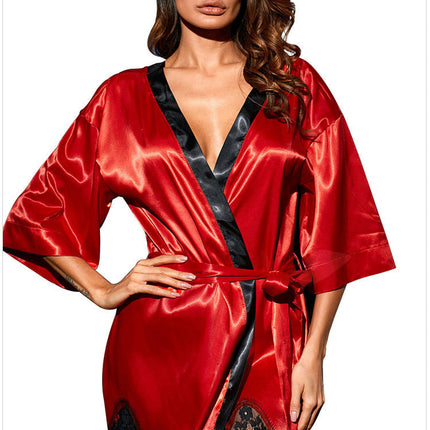 Lace Edge Plus Size Oilcloth Nightgown Pajamas