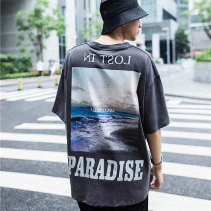 European and American trend plus size loose men and women with bf wind reflective T-shirt