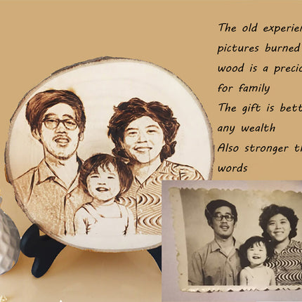 Customized Photo Frame Iron Carving on Wood Chip Handmade Home Decor