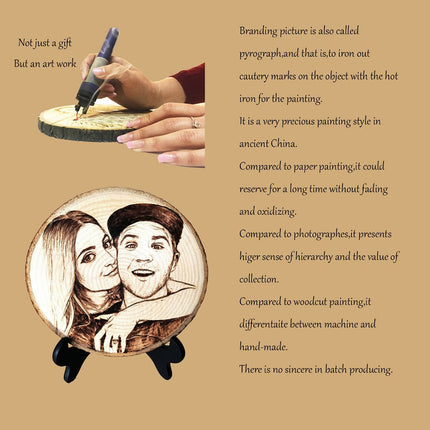 Customized Photo Frame Iron Carving on Wood Chip Handmade Home Decor