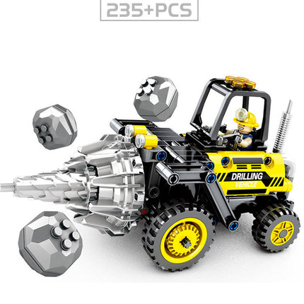 Senbao Technology Series Road Roller Drill Bit Machine Engineering Vehicle Intelligence Assembled Children's Building Block Toys