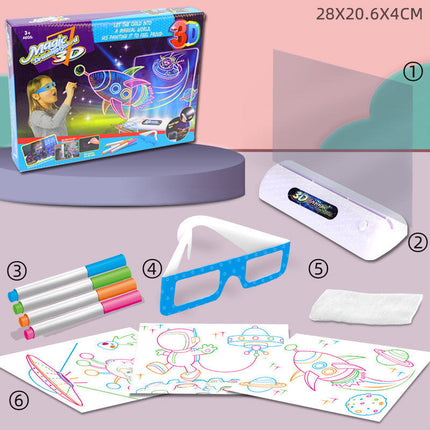 3D Magic Drawing Board LED VR Montessori Educational Toys DIY Children Graffiti Painting Lcd Writing Tablet Coloring Blackboard