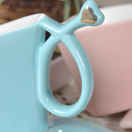 Creative Love Heart Shaped Peach Heart Shaped Mug, Ceramic Mug, Coffee Cup