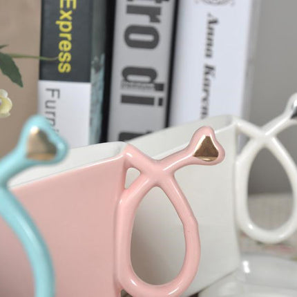 Creative Love Heart Shaped Peach Heart Shaped Mug, Ceramic Mug, Coffee Cup
