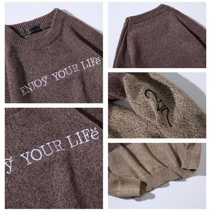 Loose Men's Plus Fat Plus Size Pullover Crew Neck Sweater