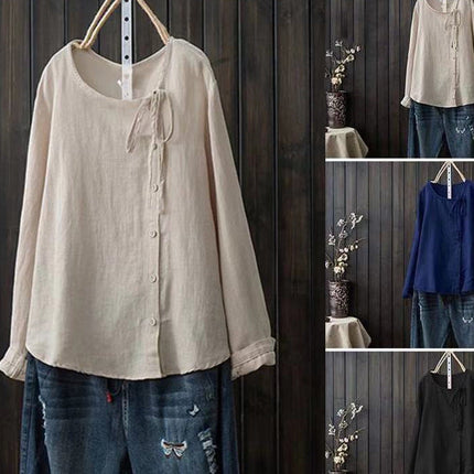 Retro Literary Long Ladies Plus Size Shirt